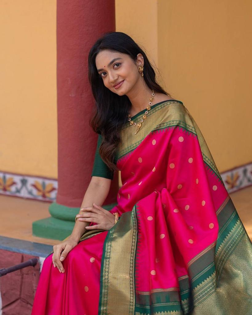 New Launch - Soft Lychee Silk Saree with Rich Pallu and All Over Jacquard Work