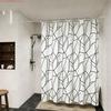 Modern Black Abstract Interwoven Line Art Waterproof Shower Curtain