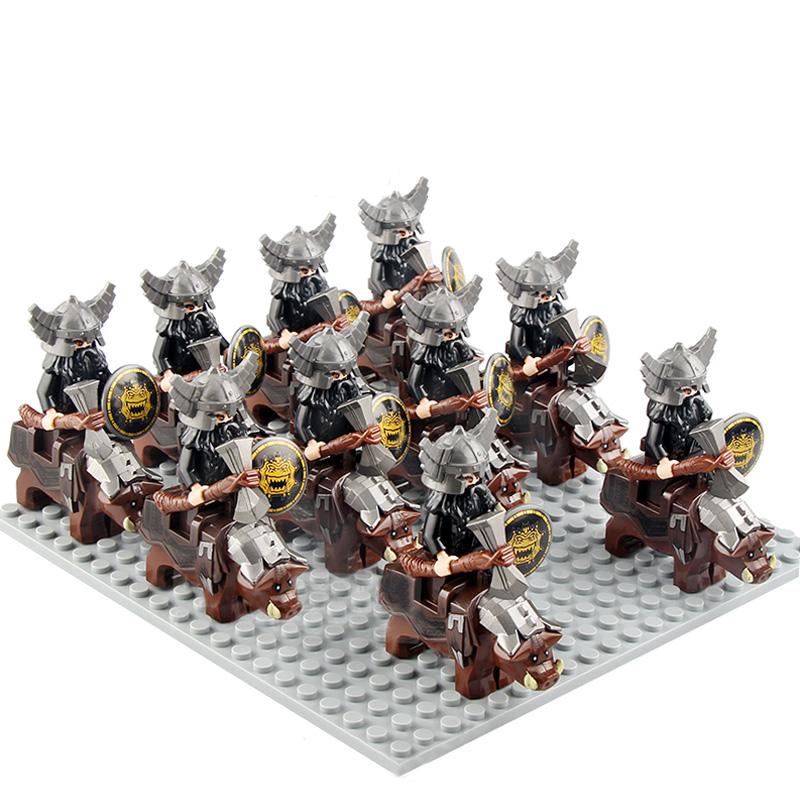 Ancient Rome Dwarf Warrior Elves Knight Rohan Eomer Haldir Urukhai Strong Orc Knight Spartacus Figures Building Block Kids Toy