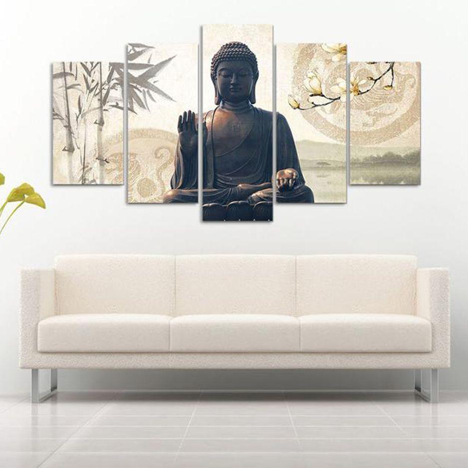 

No Framed 5 Panel Buddha Classical Modern Cuadros HD Print Wall Art Canvas Posters Pictures Paintings Home Decor for Living Room 20x35 20x45 20x55cm