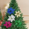 15cm Weihnachtsglitzer Poinsettia Blume Groß Beflockt Künstliche Weihnachtsblume Pailletten DIY Kranz Simulierte Blütenkopf