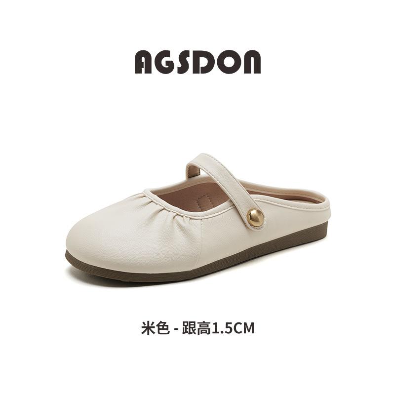 Augustine Bag Head Half Slippers Women's Outer Wear 2025 New Summer Fashion Skirt Flat Mary Jane Single Shoes