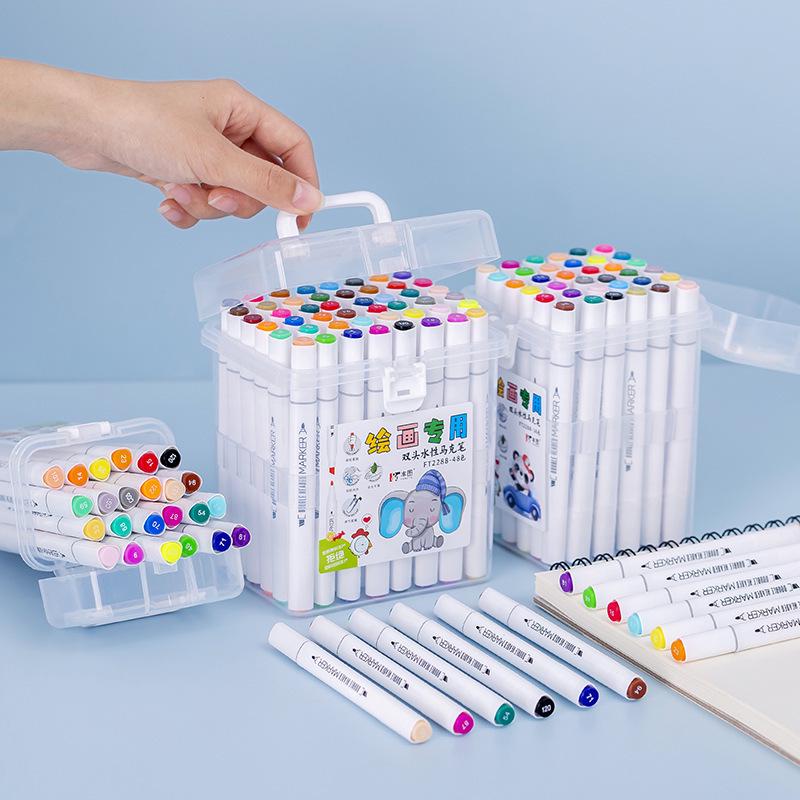 Triangular Barrel Double-Ended Acrylic Art Washable Markers - Boxed Set