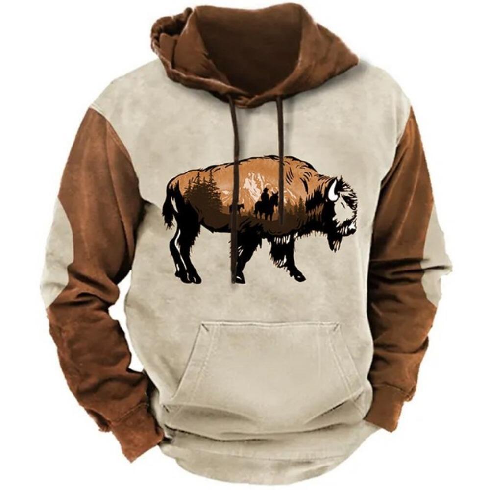 Felpe con cappuccio per uomo Y2k Golf Campeggio Casual cowboy Manica lunga Autunno Moda Felpe con cappuccio stampate in 3D Vacanza Largo Oversize