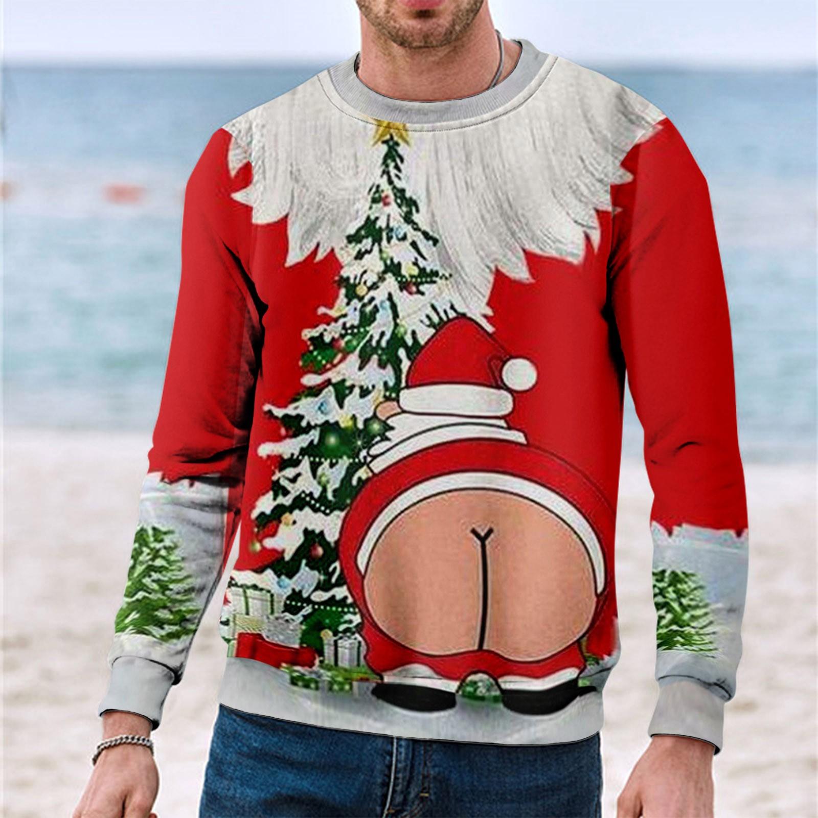 

Рождественский свитер с длинным рукавом и 3D принтом на груди, креативное пальто для пары, осень-зима, вечерние пальто с круглым вырезом S киноварь