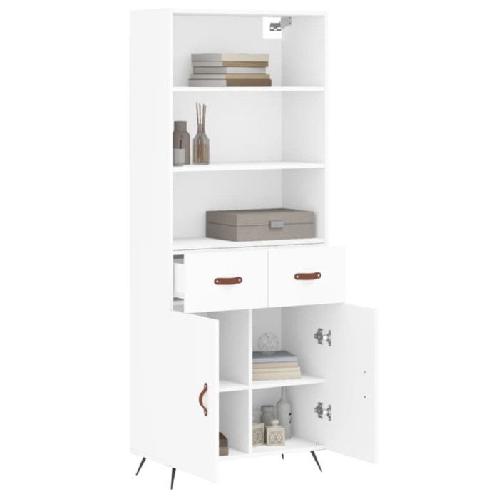 VidaXL Buffet haut Blanc 69,5x34x180 cm Bois d'ingénierie 3200489