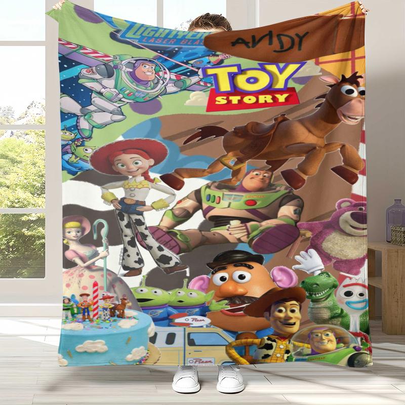 Toy Story Woody Cartoon Buzz Flannel Blanket,Ultra Soft Warm Plush Throw for Home Bedroom Bed Sofa Cover Camping Picnic gift