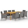 VidaXL 9-Piece Garden Dining Set Table and Patio Dining Chairs Terrace Furniture Dining Furniture 3067866