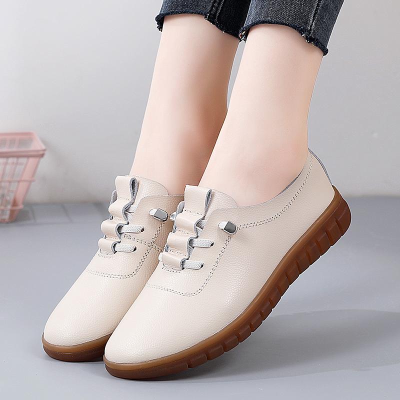 Leather flat small leather shoes women's new non-slip soft soles comfortable soft leather mother leisure work single shoes