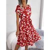 Ins Spring and Summer Casual Short Sleeved Pleated Dress Women's Fashion Versatile Trendy Commuting