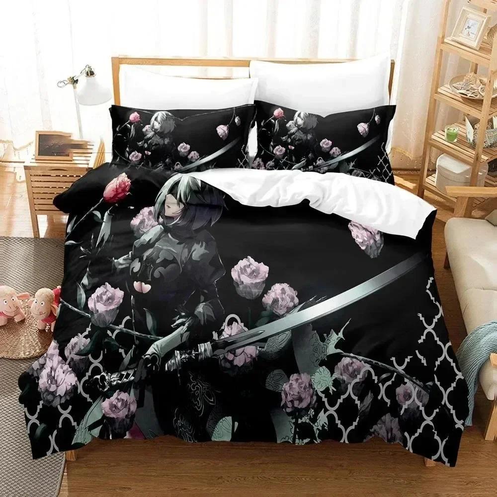 3D Print Game NieR Automata YoRHa No.2 Type B 2B Printed Bed Set Duvet Cover Pillowcase Bedding Set Linen Sheet Quilt Cover Size