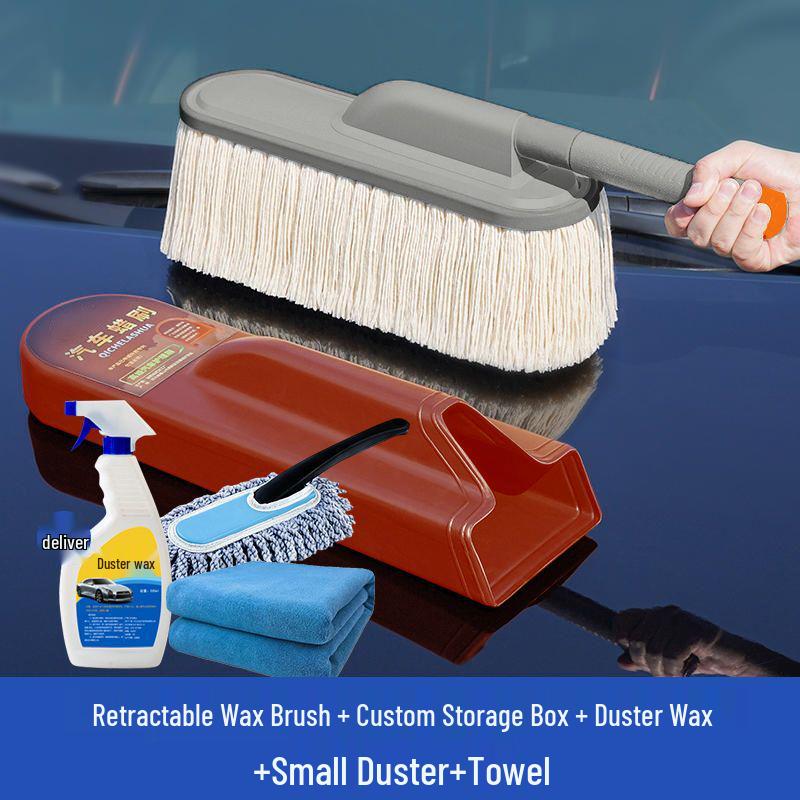 Car Dust and Snow Cleaning Brush with Retractable Rod