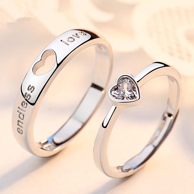 S925 Silver Couple Rings for Men & Women: Japanese & Korean Style Love Heart Matching Rings, Perfect for Proposals and Romantic Gifts.