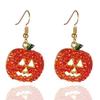 Cute Halloween Pumpkin Mask  Retro Personality Crystal Earrings  Accessories Gold Fashion Woman Party Birthday Creative Gifts
