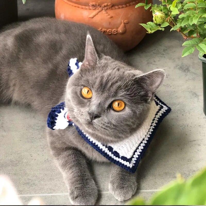 

DIY Шерсть Вязание Лидер продаж Простая мода Кот Щенок Праздничный декоративный шарф Детский галстук-бабочка 20-25cm-woolen yarn синий