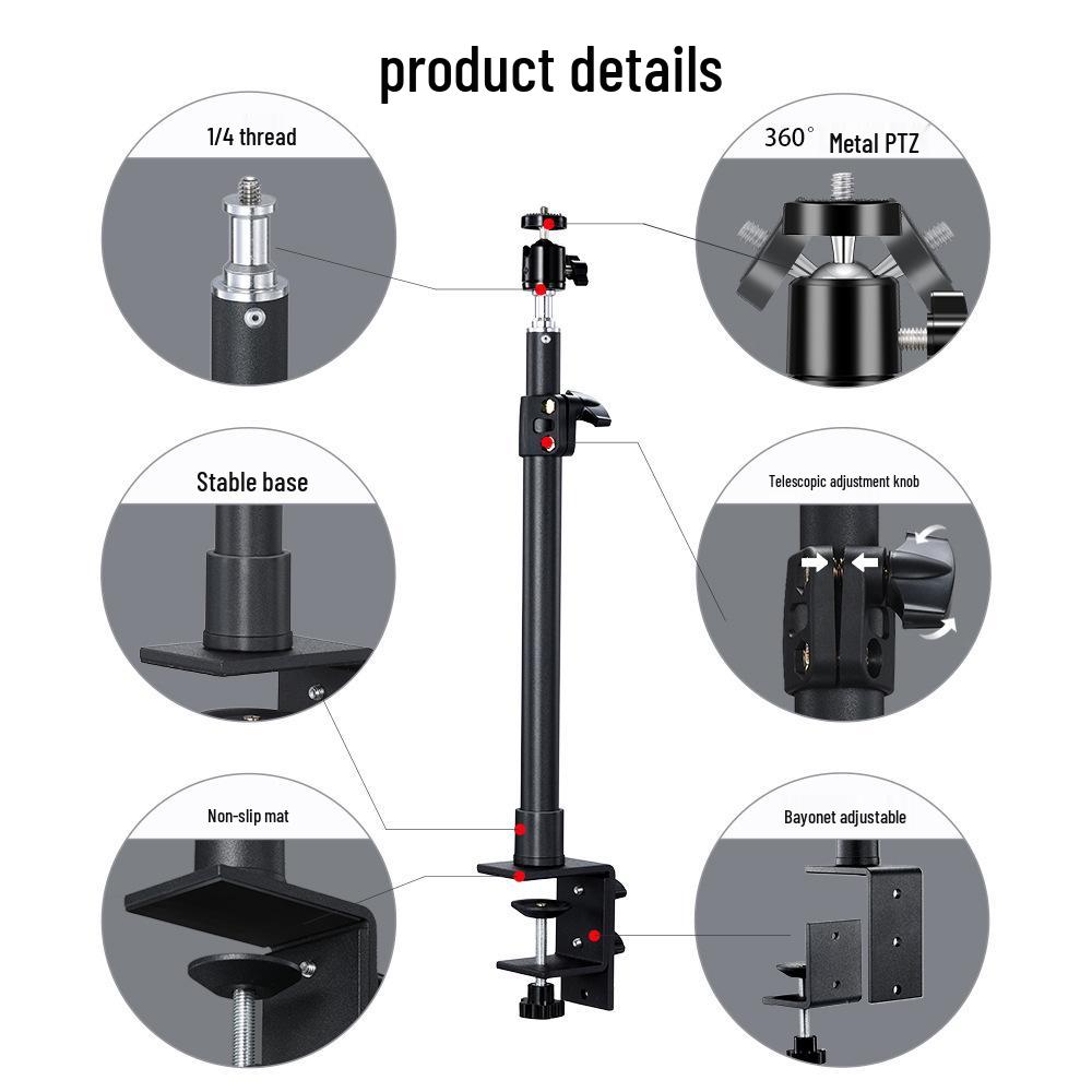 Photography Light Stand & Phone Holder for Desktop, Live Streaming, and Short Videos