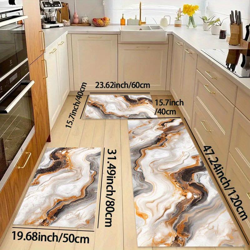 1Pcs Anti Fatigue Kitchen Rugs, Marble Print Waterproof Non-Slip Thick Cushioned Kitchen Mat Heavy Duty Comfort Standing Mat for Kitchen