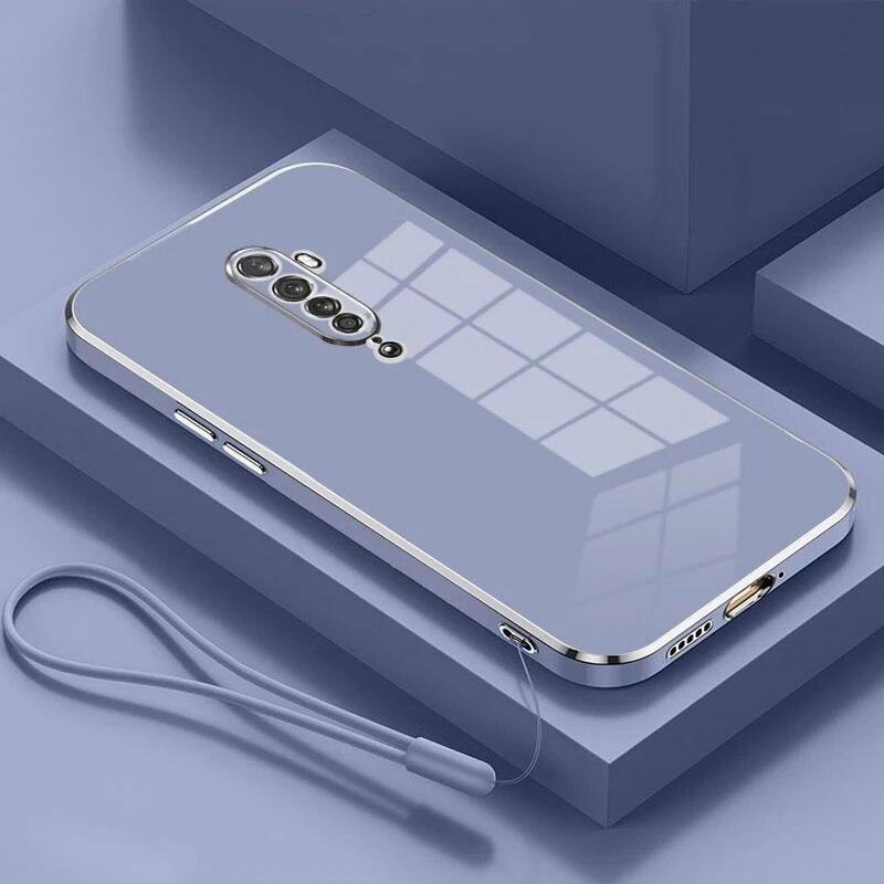 

Чехол для OPPO Reno2 F, чехол для телефона Oppo Reno2z Oppo Reno 2, чехол CPH1989 CPH1907, роскошный противоударный чехол с квадратным покрытием For OPPO Reno2Z&Case & Strap серый/синий