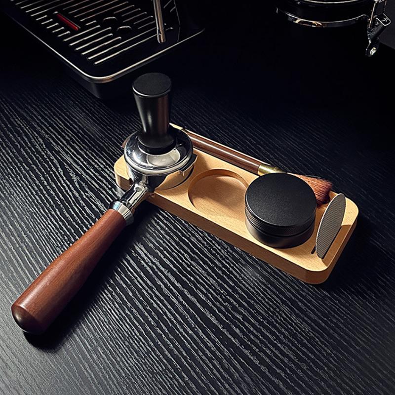 1PC Beechwood/Sapele Coffee Tamper Station Portafilter Holder Rack Stand For 51MM 58MM Espresso Accessories Barista Support Base