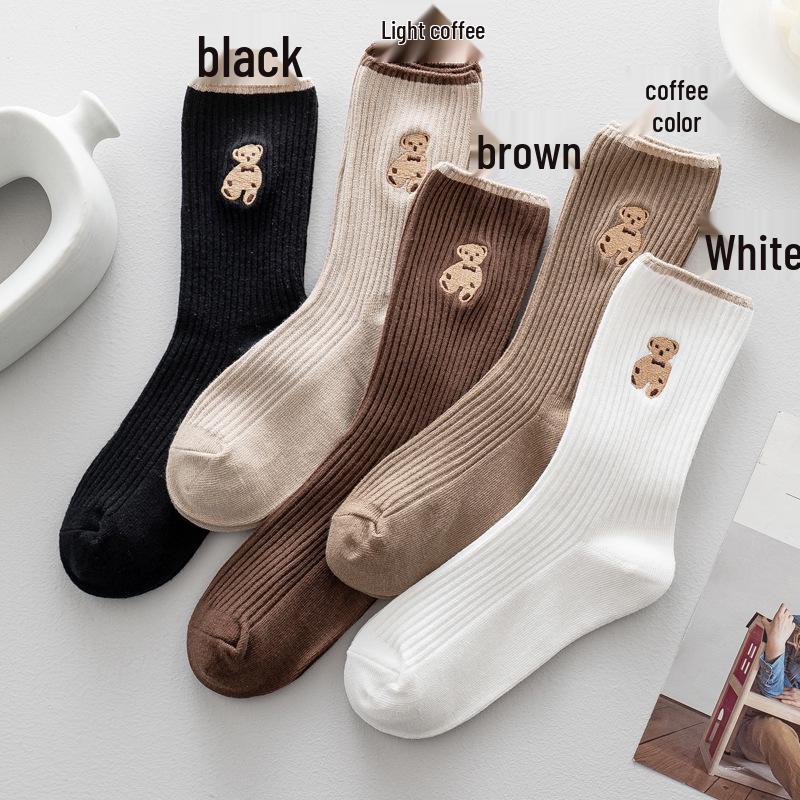 

Трендовые женские корейские ретро мультяшные носки до середины икры - Универсальный весенне-летний стиль One Size белый