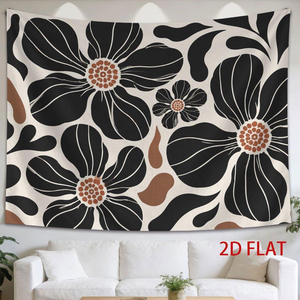 1pc Tapestry Abstract Black And Brown Floral Pattern Tapestry Design for Home Decor