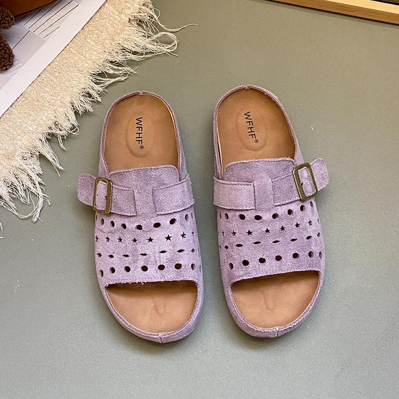 Shoes for Women 2025 New Open Toe Women's Slippers Outdoor Beach Casual Summer Belt Buckle Comfortable Flat Slippers