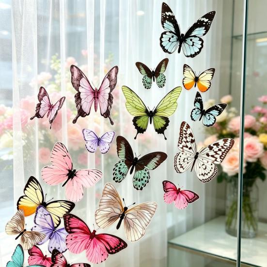 3D Butterfly Wall Decor Removable PVC Butterflies Wall Stickers Multi-Size DIY Removable Wall Art Decal for Kids Bedroom Nursery TV Background