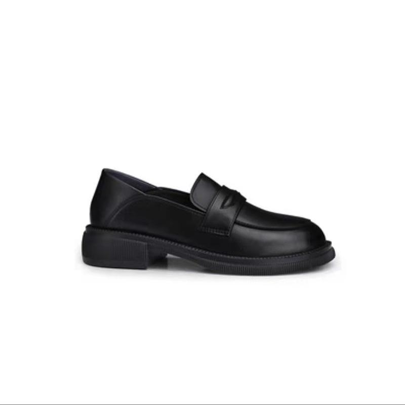 Super Soft Leather Small Leather Shoes Women'S New Korean Version Thick Heel Retro British Style One Pedal Two Wear Loafers