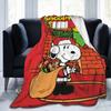 Snoopy Santa Merry Christmas Blankets Fleece Summer  Multi-function Lightweight Thin Throw Blankets for Home Office Bedspread