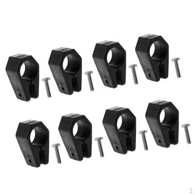 8pcs Marine Boat Top Fitting Black Nylon Jaw Clamp Inch Tube