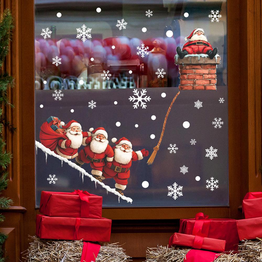 Personalized Santa Claus Festive Atmosphere Glass Door and Window Decorative Stickers for Giving Gifts