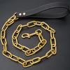 Chain Dog Leash Chew Proof, Metal Slip Chain Dog Leash with PU Handle, Heavy Duty Leashes for Medium Large Dogs Training Walking