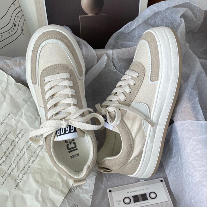 Frühling und Herbst Modische Bequeme Atmungsaktive Dicksohlige Erhöhte Schnür-Casual-Sportschuhe Vulkanisierte Schuhe für Damen