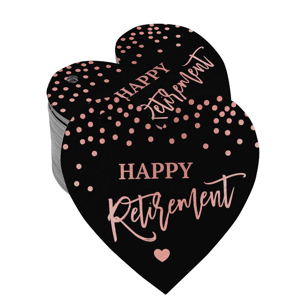 Inkdotpot Silver Foil Paper Hang Tag Happy Retirement Favor Tag 100 Pieces