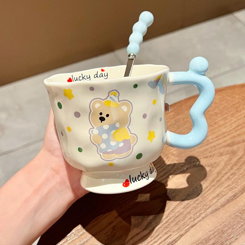 Ins Cute Cartoon Goblet Pacha Dog Mug Water Cup Couple Ceramic Cup Birthday Gift Girls Practical