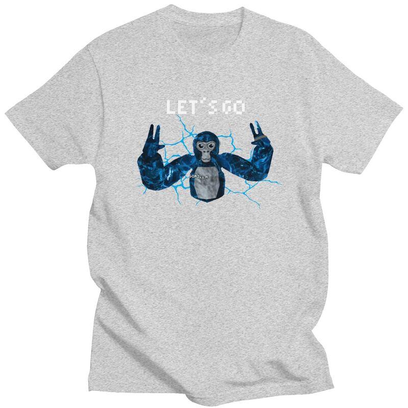 Male Lets Go Gorilla Gamer Meme T Shirt Round Neck Pure Cotton Short Sleeve TShirt Novelty Loose Oversized Summer Tyle Clothes