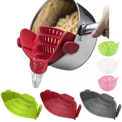 Silikon-Küchensieb, Clip, Pfanne, Abfluss, Schüssel, Trichter, Reis, Nudeln, Gemüse, Waschen, Sieb, Ablassen von überschüssiger Flüssigkeit