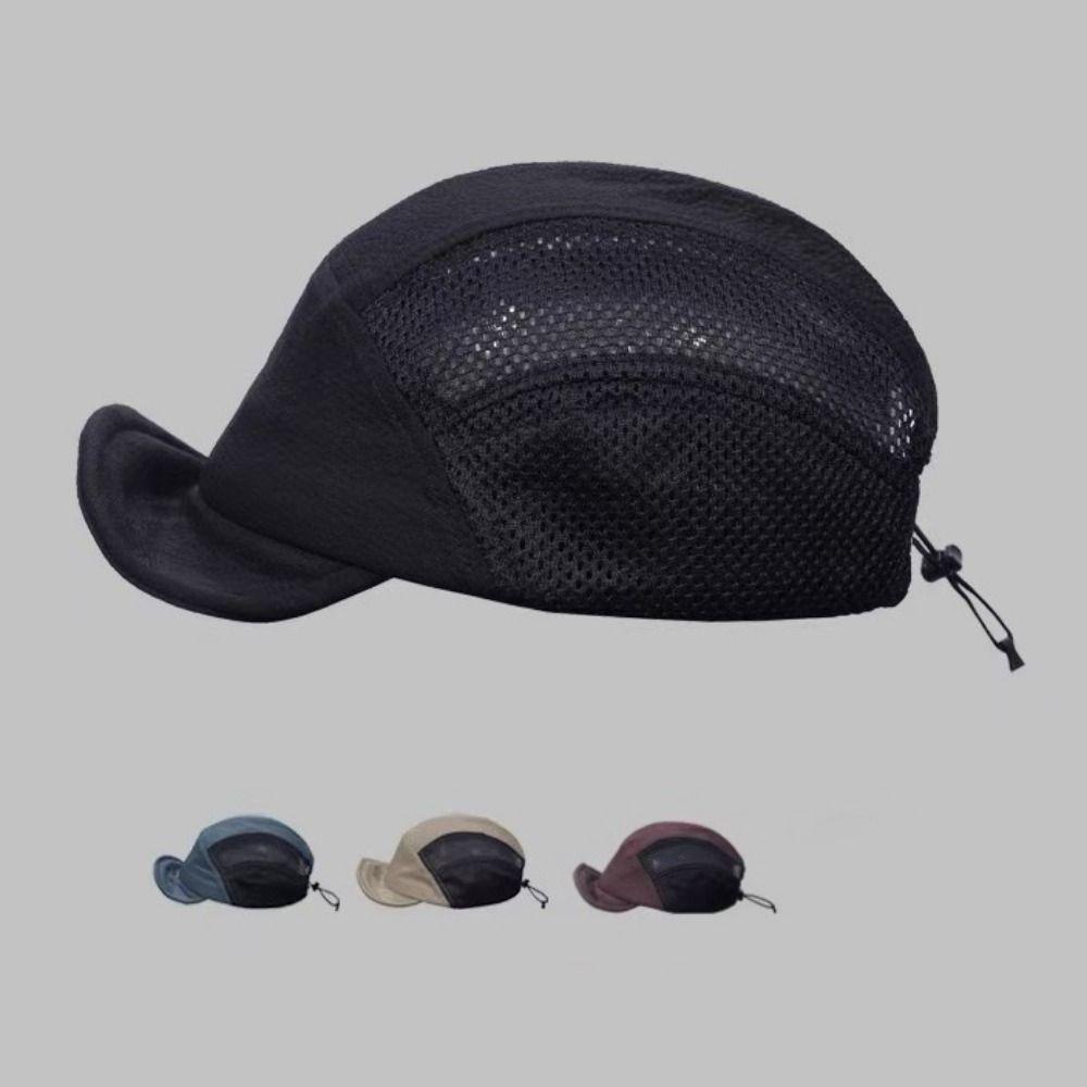 Quick-drying Mesh Sun Hat Short Brim 5 Panel Hat Hip-hop Baseball Cap Camping Fishing