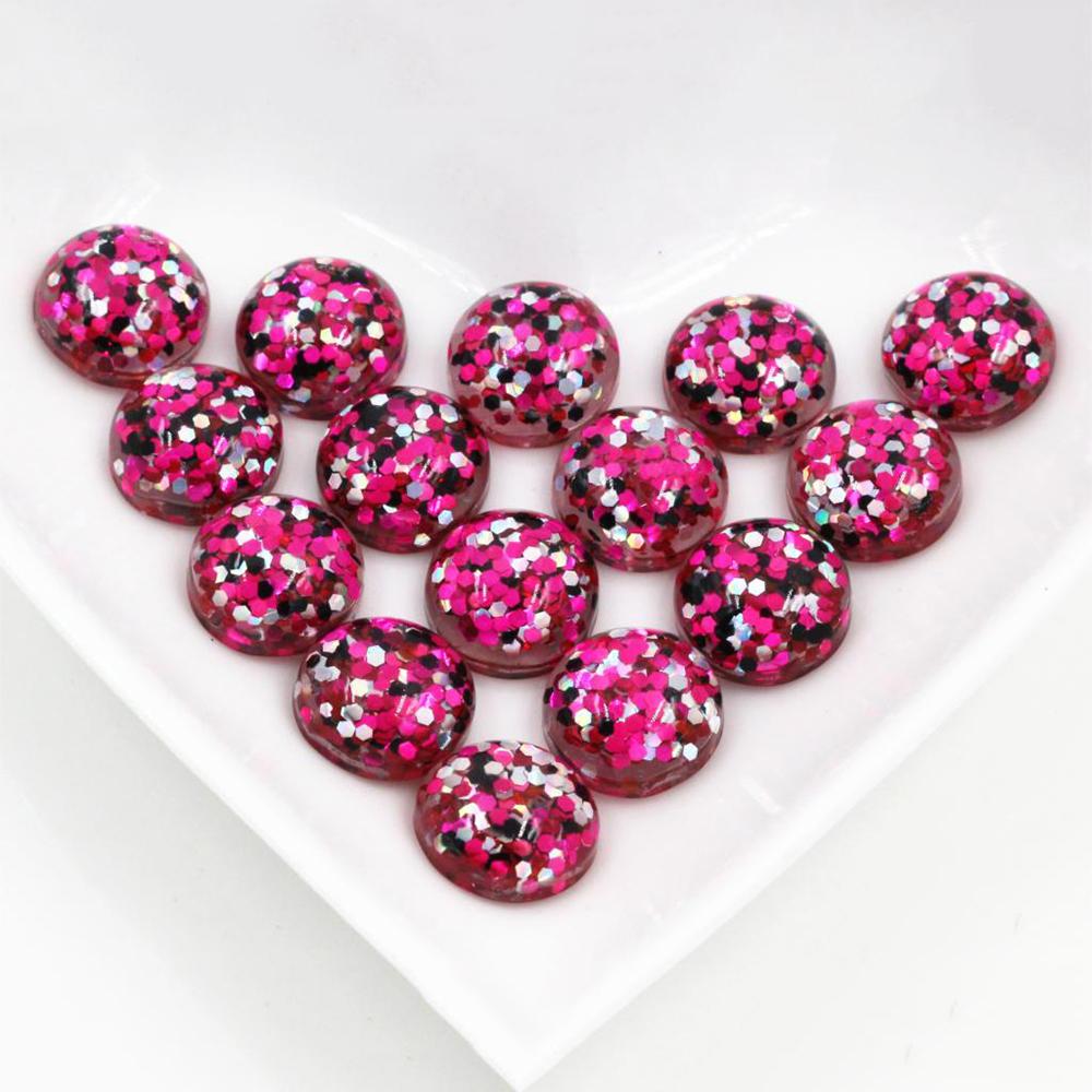 40pcs 12mm Resin Cabochons Dome Sequin Build-in DIY Jewelry Making Accessories Findings for Necklace Earrings