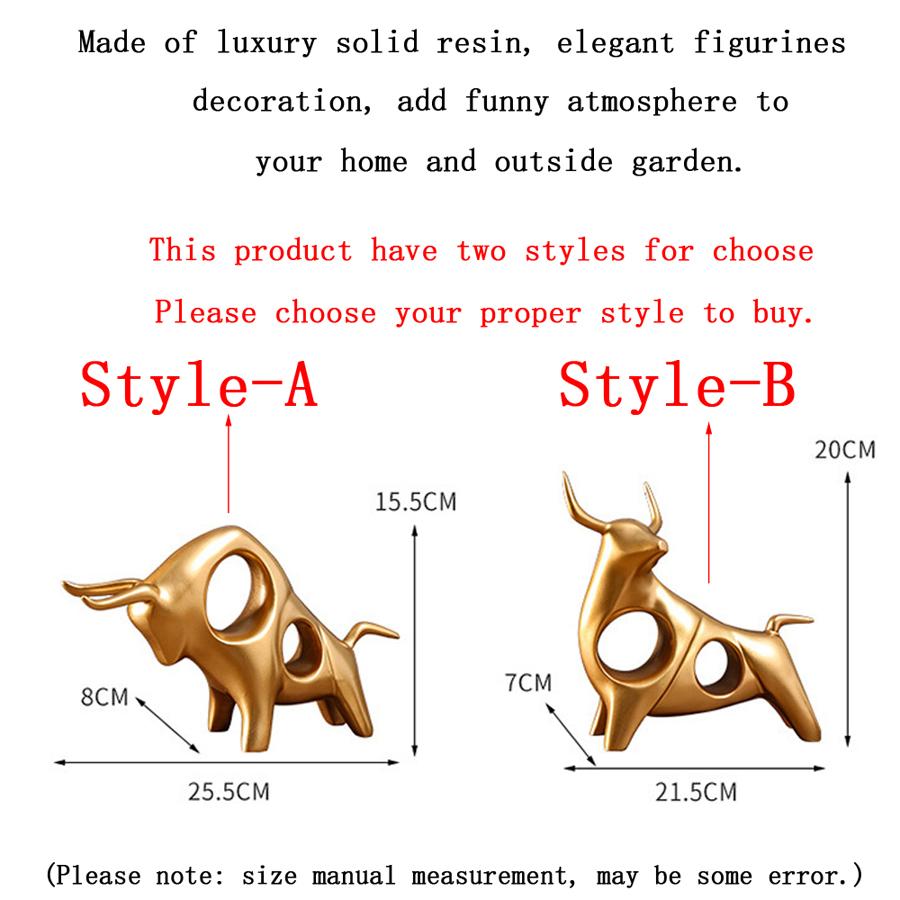 Lucky Gold Cattle Cow Ox Statue Nordic Home Decor Bull Sculpture Desk Ornament Crafts Abstract Animal Figurine Accessories Toys