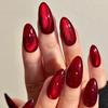 European Ruby Red Sparkling Cat Eye Nail Art Stickers for Whitening Almond-Shaped Medium-Long Nails