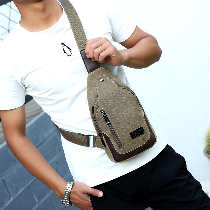 TS JYL laptop bag,Summer Chest Bag Men Canvas Sports Leisure Crossbody Simple Trendy Pack