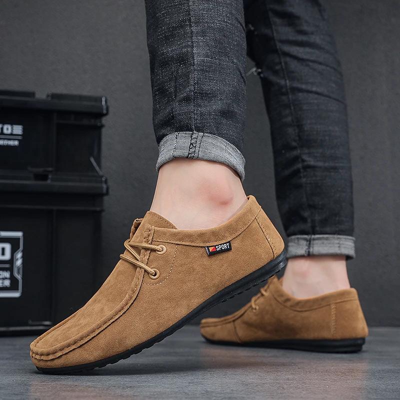 Men's Loafers, Lace Up Suede Work Shoes,  New Formal Shoes, Outdoor Casual Walking Foot Covers Suitable for Lazy People