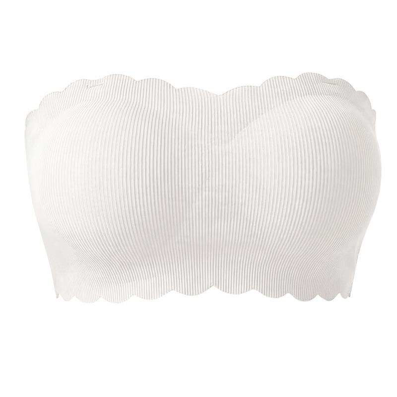

Non-slip bra wavy edge seamless tube top gathered S белый