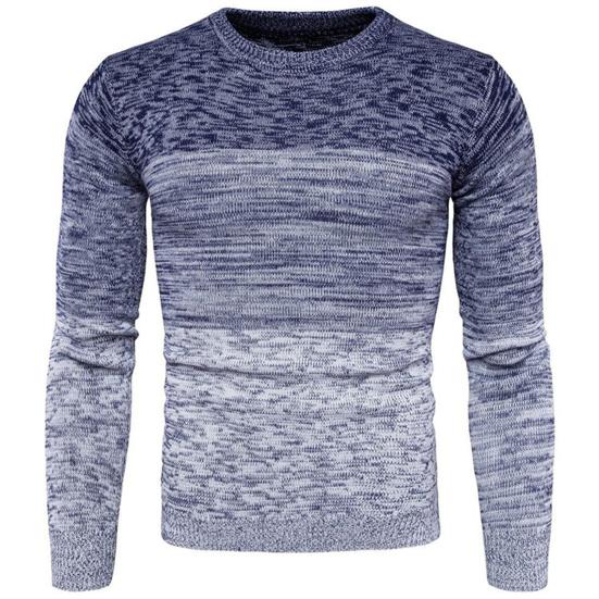 Long Sleeve Patchwork Men Sweater Autumn Winter O-Neck Stretchy Knitted Pullover Sweater Streetwear