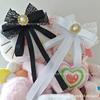 Lace Bow Bow Tie Long Ribbon Neck Accessories Korean Black Xiaoxiangfeng Diamond Academy Style Neck Flower Pin