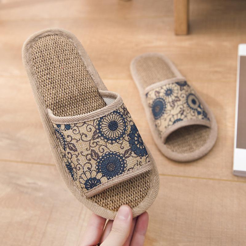 Women's & Men's Four Seasons Linen Slippers, Non-Slip Indoor Soft Soles, Cute & Cool for Spring and Autumn
