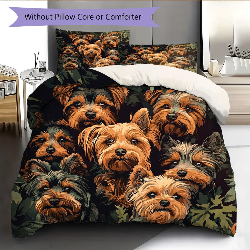 Yorkshire Terrier Pattern Bedding Home Decoration Birthday Gift (1 * Duvet Cover + 2 * Pillowcase, Without Core)