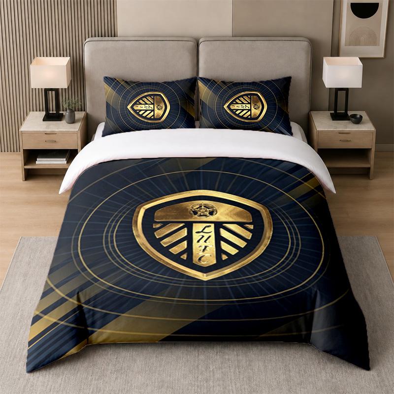 3Pcs Bedding SetLeeds United Soft Bed Sheet and Two Pillowcases Home Bedroom Decor