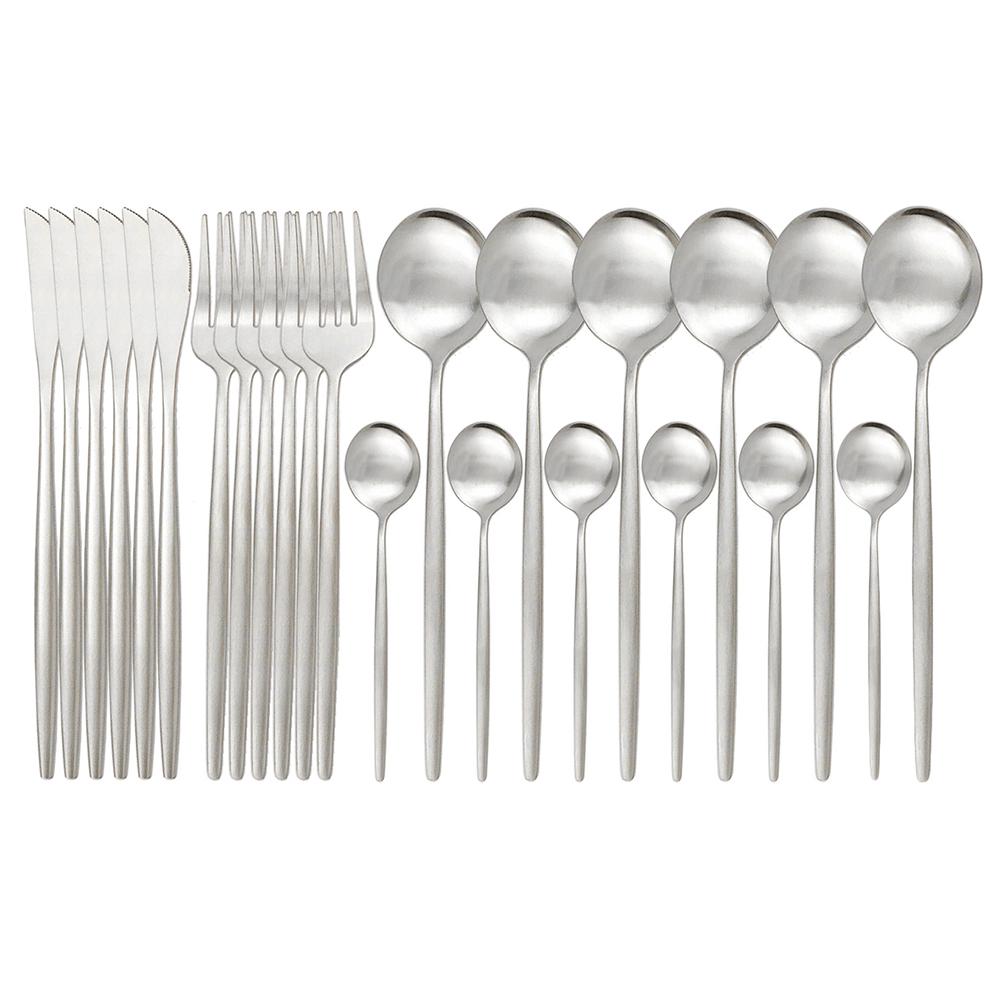 24-Piece Dinnerware Cutlery Set Tableware Set White Gold Cutlery Stainless Steel Spoon Fork Spoon Kitchen Spoon And Fork Set